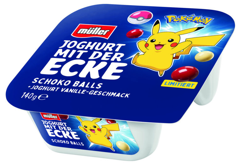 Pokémon-Sondereditionen von Müller mit Joghurt, Milchreis und Müllermilch